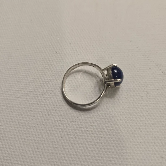 COSTUME JEWLERY Glamorous Lab Made Blue Star Sapphire On Silver Band Size 8.25 - Picture 7 of 13
